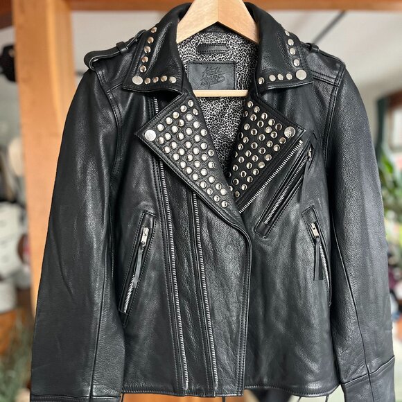 HellBabes Limited-Edition Studded Leather Motorcycle Jacket - Picture 1 of 12